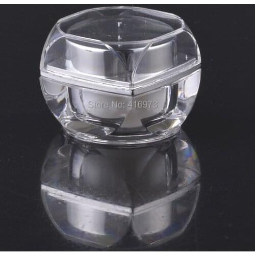 100pcs/lot acrylic 5g cream jar silver color cosmetic sample sack packing 5ml double wall jar
