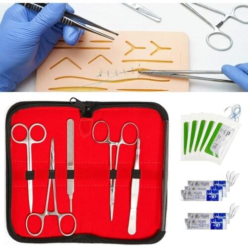 17pcs Surgical Suture Training Kit Skin Operate Suture Practice Model Training Pad Needle Scissors Medical Teaching Equipment