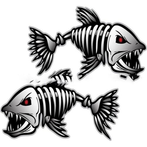 2Pcs Skeleton Fish Bones Vinyl Decals Stickers Kayak Fishing Boat Vehicle Accessories Parts Durable High Strength