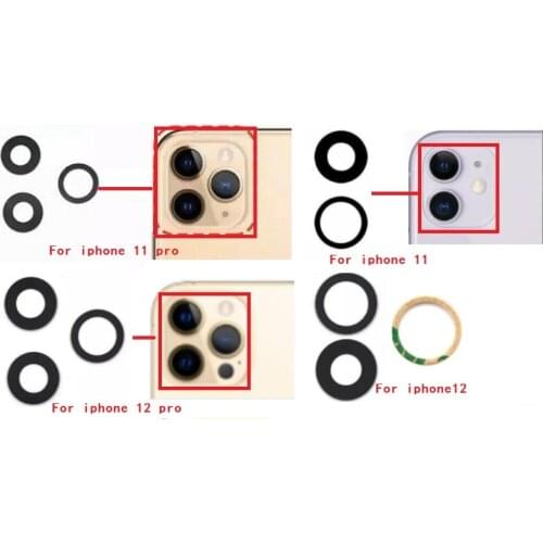 20Set For iPhone 11 12 Pro Max Back Rear camera Glass lens with sticker adhesive Replacement Parts