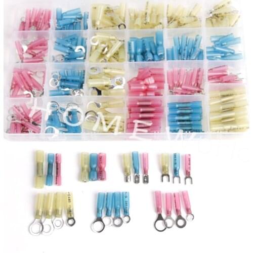 250Pcs Heat Shrink Wire Connectors Waterproof Electrical Terminals Kit Crimp Cable Ring Fork Hook Spade Butt Splices