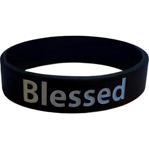 300pcs Motivational Gifts Blessed Black Silicone Bracelets Rubber Wristbands Free Shipping by DHL