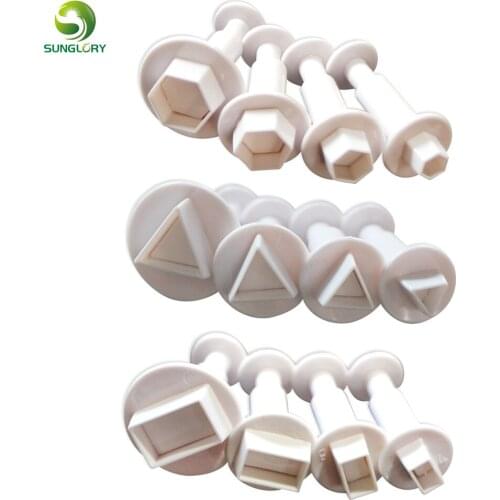 4Pcs/Set Geometry Cookie Cutter Plastic Rectangle Sugarcraft Decor Fondant Cutter Hexagon Cookie Mold Icing Sugar Baking Tools