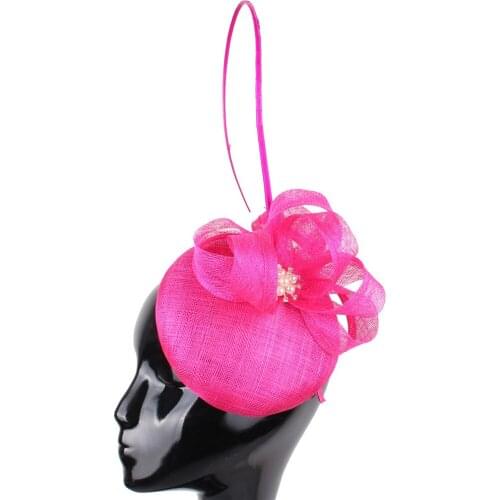 4-Layer Sinamay Wedding Fascinator Ladies Party Elegant Hat With Quill Chapeau Ladies Occasion Hair Accessories Headpiece