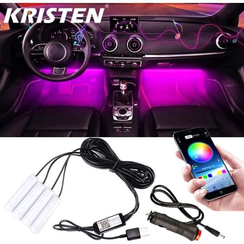 Car Atmosphere Light RGB LED Decorative Lamp USB/Cigar Wireless Remote Music Control Multiple Modes Car Foot Lights