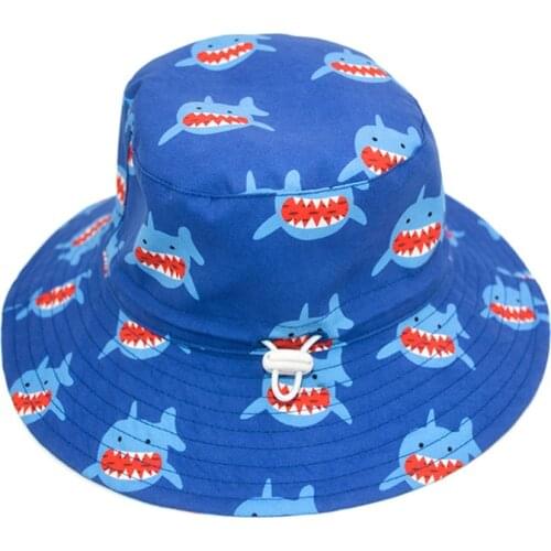 Cartoon shark Print Baby children Hat Cartoon Cotton Bucket Hat Kids Summer Sun Cap Toddler Boys Girls Hats