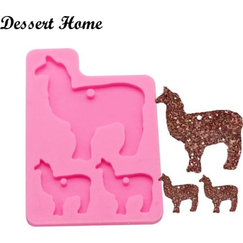DY0074 DIY Alpaca family epoxy resin molds Sheep mother/baby silicone mold for keychains Jewelry Making Accessories Tools