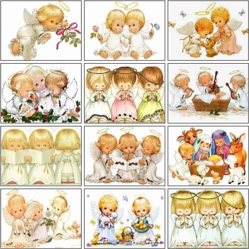 Evershine Full Square Diamond Painting Angel Rhinestone Pictures Diamond Embroidery Sale Mosaic Cross Stitch Cartoon Handicrafts