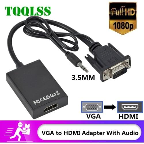 Full HD 1080P VGA to HDMI-compatible Converter Adapter Cable With Audio Output VGA HD Adapter for PC laptop to HDTV Projector