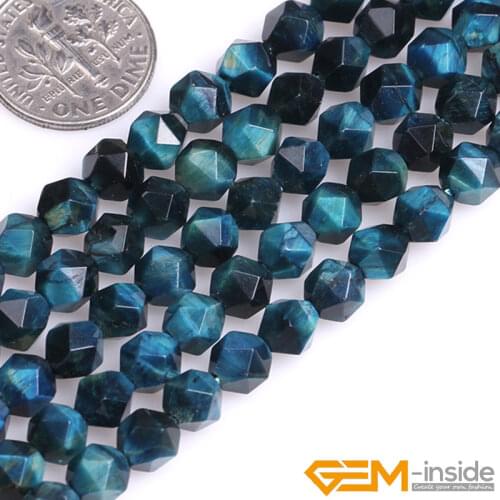 Faceted Blue Tiger Eyes Beads For Cambay Natural Stone Beads For Jewelry Making Beads Heat Treatment Discolored Strand 15 Inches