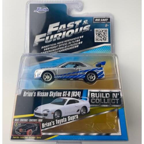 Jada 1:55 Fast and Furious Nissan Skyline GT-R R34 Collection of Die-casting Simulation Alloy Model Car Toys