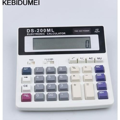 Good Quality DS-200ML Office using Muti-function calculator Large keys Dual power computer Solar 12 Digits desk calculator