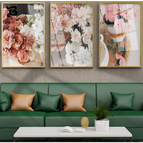 Canvas Painting Modern Wall Art Plant Landscape Art Painting Pink Flowers Bonsai for Living Room Corridor Bar Home Decoration