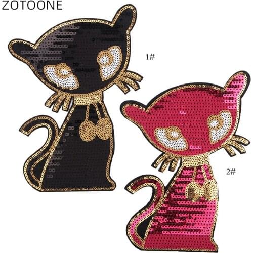 Cartoon Black Cat Sequins Patch Sew on Big Back Patch for Jacket Iron on Cloth Sticker with Glue DIY Clothes Accessorie Badge H