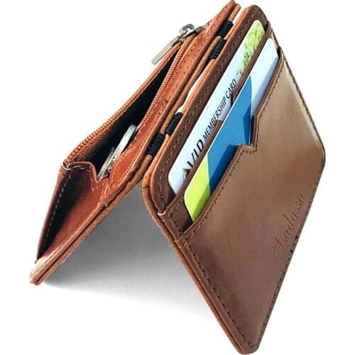 Men Slim Wallet PU Leather Male Business Credit Card Holder Coin Pouch Bag Female Purses Clutch Zipper Small Wallets