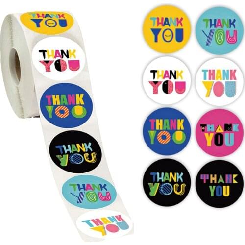 500pcs/Roll 1.5inch Cartoon Thank You Stickers Sealing Labels Stickers For Baking Gift Decoration Scrapbooking Stationery