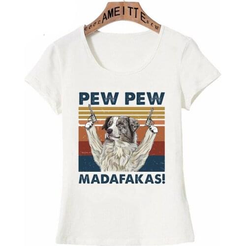 New Summer Womens Short Sleeve Funny Australian Shepherd Classic T-Shirt Cute Girl Casual Tops Funny Dog Design White Tees