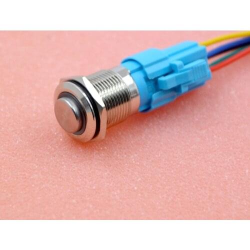NEW 16mm Metal High head Button Switch circular 24V self-locking reset waterproof with Lamp Plug Wholesale Sales