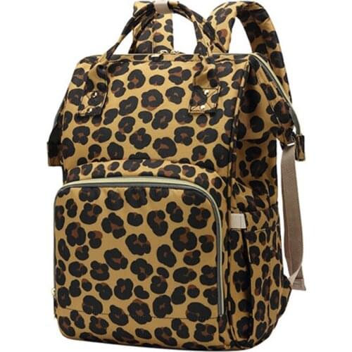 New Multifunction Shoulder Large Capacity Women Leopard Diaper Backpack Bag Travel Multifunction Shoulder Handbag