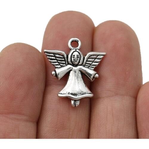 10pcs Antique Silver Plated Angel Wings Charms Pendants for Jewelry Making Bracelet DIY Accessories 22x20mm