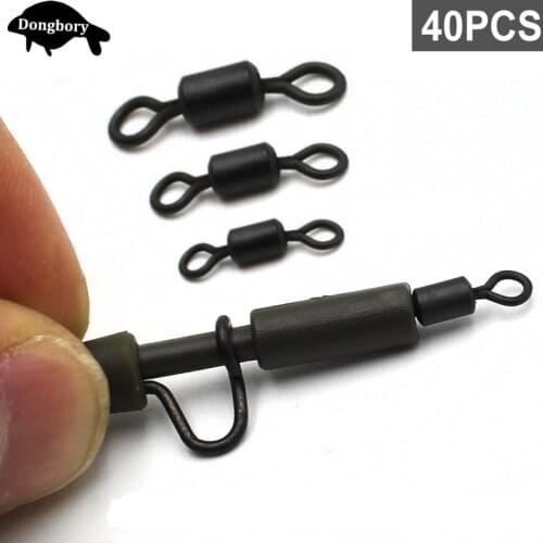 40PCS Carp Fishing Accessories Fishing Micro Rolling Swivel Quick Change Ring Swivels Loop Swivels Carp Chod Running Rigs Tackle