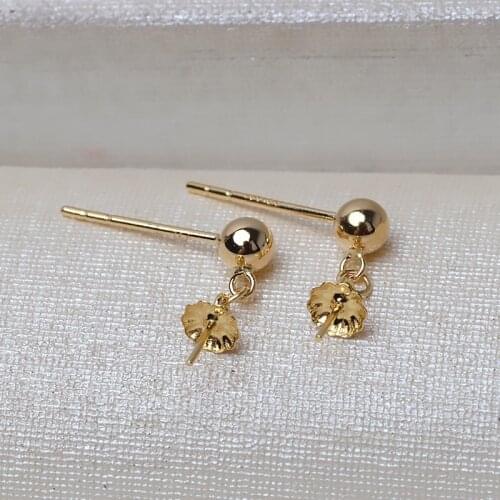 New Arrival Real Genuine 18K Yellow Gold Earrings Mountings Findings Component AU750 Jewelry Stud Earrings Women Nice Gift