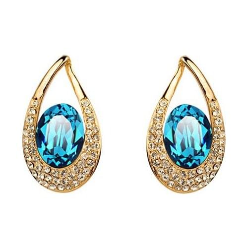 JS E020 Rhinestone Earrings Gold And Silver Color 2015 Genuine Austria Crystal Accessories Nickel Free Elegant Women Jewelry