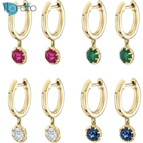925 Silver Ear Buckle Exquisite Luxury Pendant Hoop Earrings for Women White Green Blue Rose Red Crystal Earring Fashion Jewelry