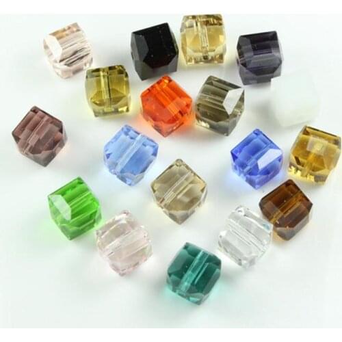 Mixed Colors 4mm 8mm Cut & Faceted Crystal Cubic Square Glass Beads for DIY Jewelry Earrings Necklace Bracelets Wholesale NGL-05