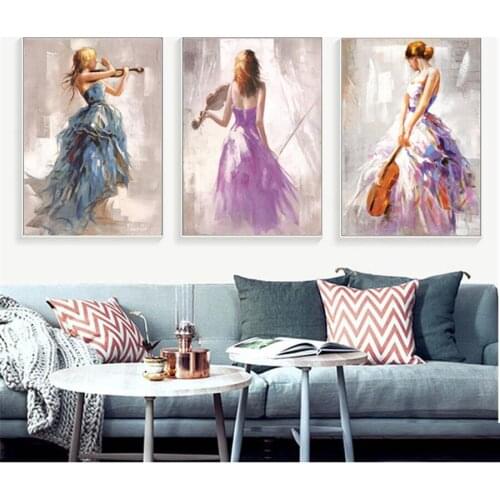 Modern Abstract Portrait DIY Diamond painting full embroidery Cross stitch Violin Player picture Rhinestone Mosaic Art WW070