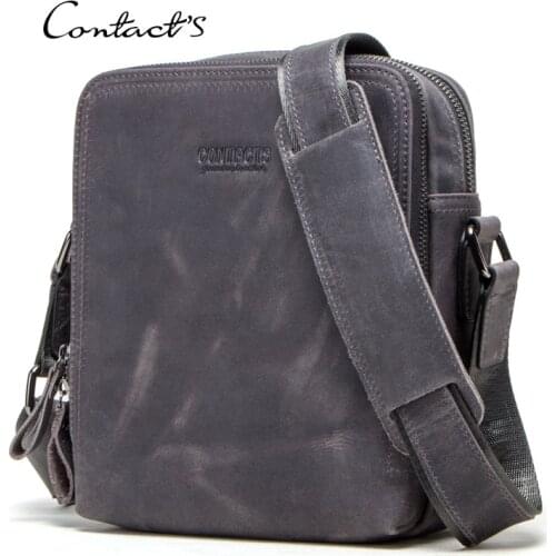 Brand Crazy Horse leather mens messenger bag vintage shoulder bags mini high quality male crossbody bag for 7.9" Ipad