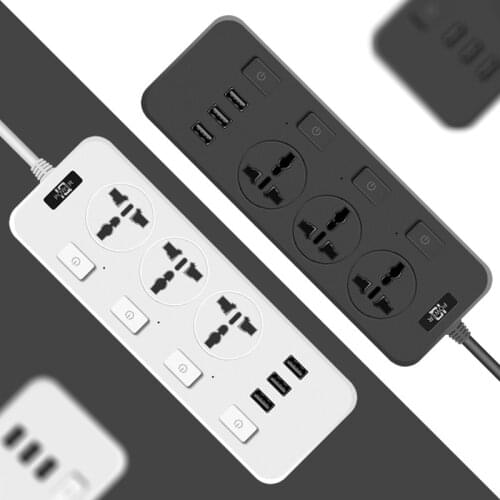Power Strip 3 USB Extension Socket Plug 2.1A Fast Charging & 3 Outlets Socket Adapter US UK EU AU Power strip