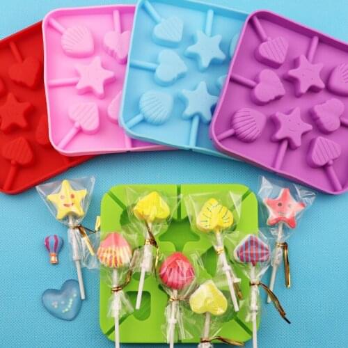 Eight love shells, five stars, silica gel, lollipop, Chocolate Mould, 20 sticks for easy demoulding XG276