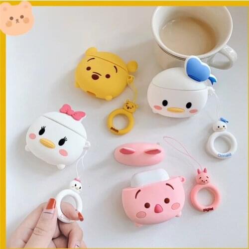 Disney Donald Duck Bluetooth Headset Protective Case Suitable for Airpods 1/2 Pro Anti-drop Winnie Piglet Silicone Earphone Case