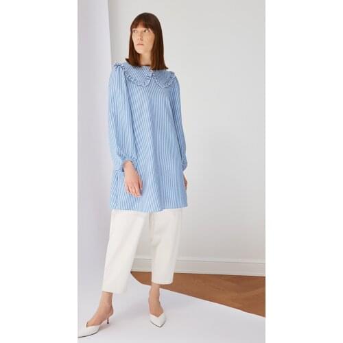 Trendyol Yellow Striped Neckline detail Tunic Dress TCTSS21TN0104