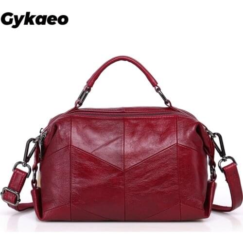 GYKAEO Genuine Leather Women Handbag Ladies Street Fashion Cowhide Messenger Bags Handbags Women Famous Brands Shoulder Bag Tote