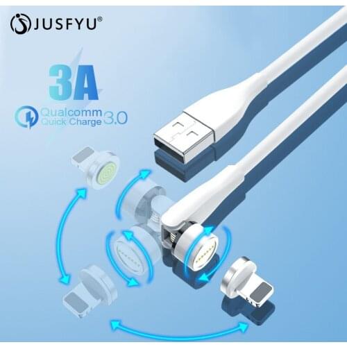 1/2M 540 Rotate Magnetic Cable Fast Charging Magnet Charger Micro USB Type C Cable Mobile Phone Wire Cord For iPhone Xiaomi