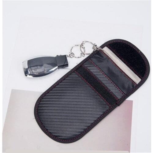 1 Pcs Signal Blocking Bag Car Key Bag Black Carbon Fiber Automobile Shielding Pouch Fob Storage Auto Interior Accessories