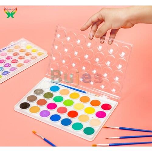 12/16/28/36 colors Solid Watercolor Paint With Wooden Pole Brush Pen Set Portable Hand painted gouache School Art supplies