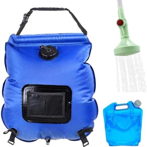 20L Water Bags Outdoor Camping Shower Bag Solar Heating Portable Folding Hiking Climbing Bath Equipment Shower Head Switchable