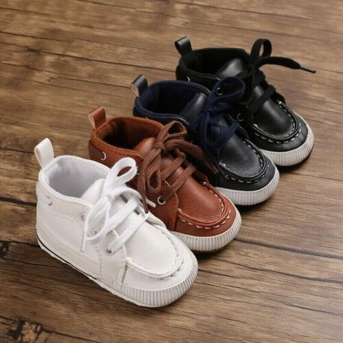 2019 Lovely New Infant Baby Casual Leather Shoes Kid Boy Girl Soft Sole Pure Color Lace-Up Sneaker Fashion Shoes