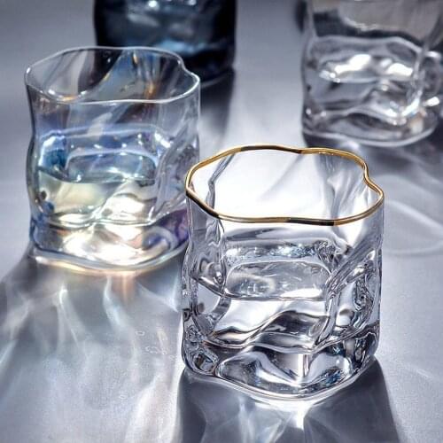 3PCS Irregular Shape Glass Light Luxury Beer Mug 280ML Creative Whiskey Glass Net Red Drinking Cup Home Glass Tea Cup
