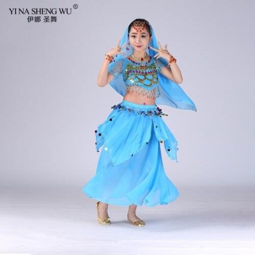 4pcs/set Kids Bellydance Costume Kid Oriental Dance Costumes Belly Dance Dancer Wear Clothes Indian Dance Costumes For Kids