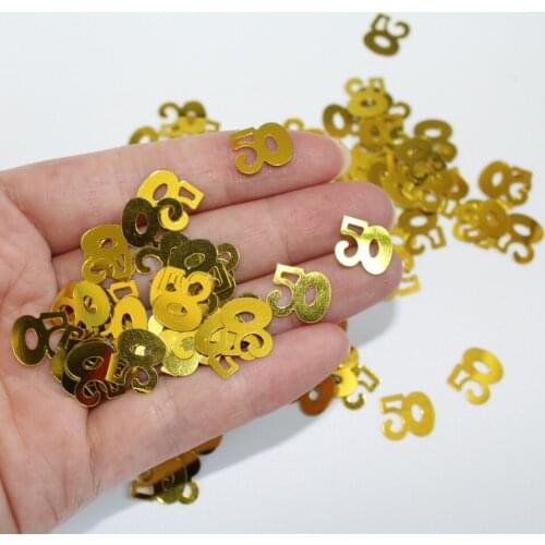 50g adults aged 50th happy Birthday GOLD Fiftieth Anniversary party decoration kits number 50 Confetti Foil Sprinkles