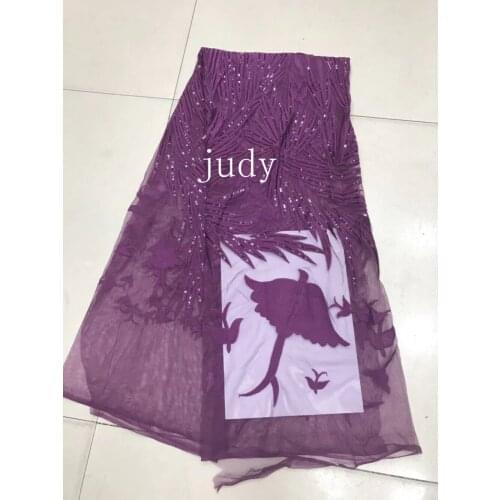 Sequin fabric Free shipping stock 5yards xc002# Violet tulle mesh lace fabric for bridal wedding dress/sawing