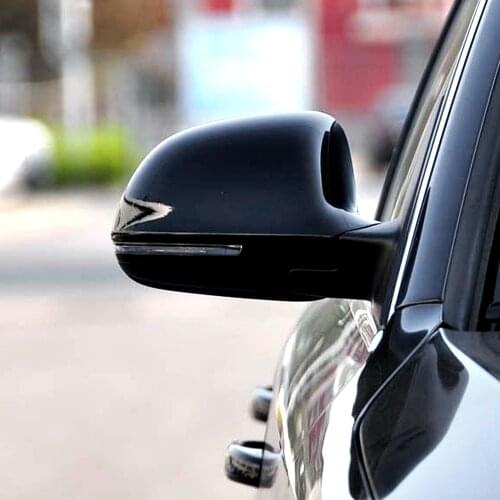 Bright black full replacement with clips car door side mirrors caps rearview mirror cover for Audi A4 A5 B8 A3 8P A6 C6 Q3