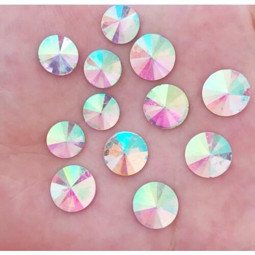 Shiny AB Resin white 10mm /12mm round gem Flat back rhinestone scrapbook DIY Wedding applique ornament Crafts SF638-639