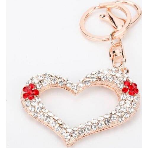 Crystal Heart Pendant Keychain Jewelry Accessories Rhinestone Key Chain Keyring For Women Girl Bag Car Key