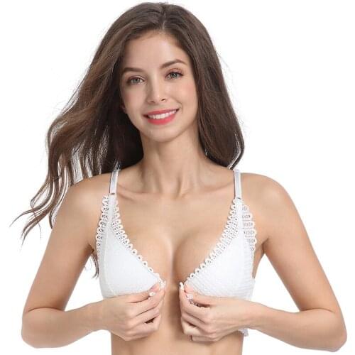 Front Closure Sexy Chic French Style Triangle Gather Bra Light Woman Soft Breathable Lingerie Seamless Push Up No Rim Brassiere