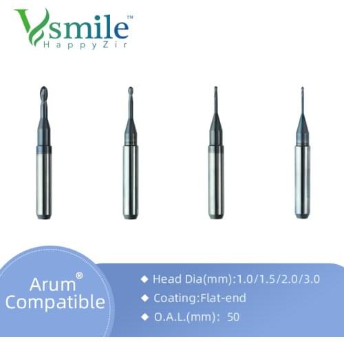 Campatible To Arum 5 Axis Cad Cam Dental End-mills For Metal Composite Materials Shaft 6.0mm Milling Burs